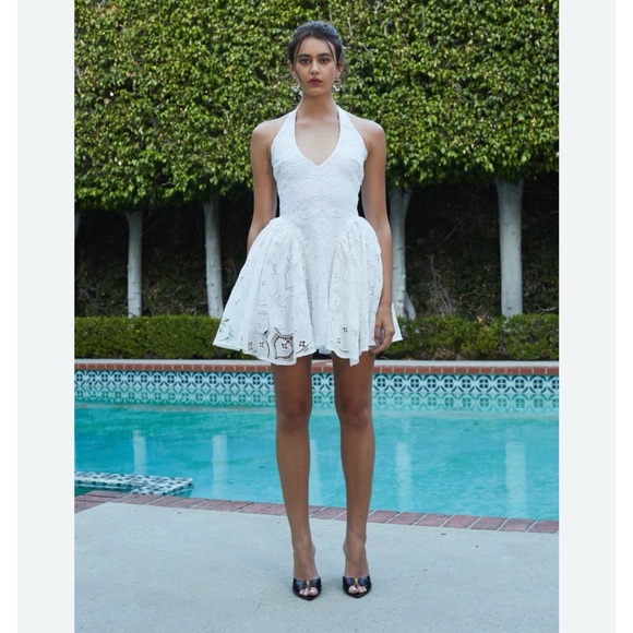 DELFI COLLECTIVE Hera Dress Short In Eyelet Lace in White Size XS - Picture 1 of 12